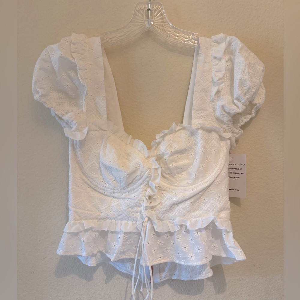For Love and Lemons Charlotte Eyelet Top Size Small New With Tags